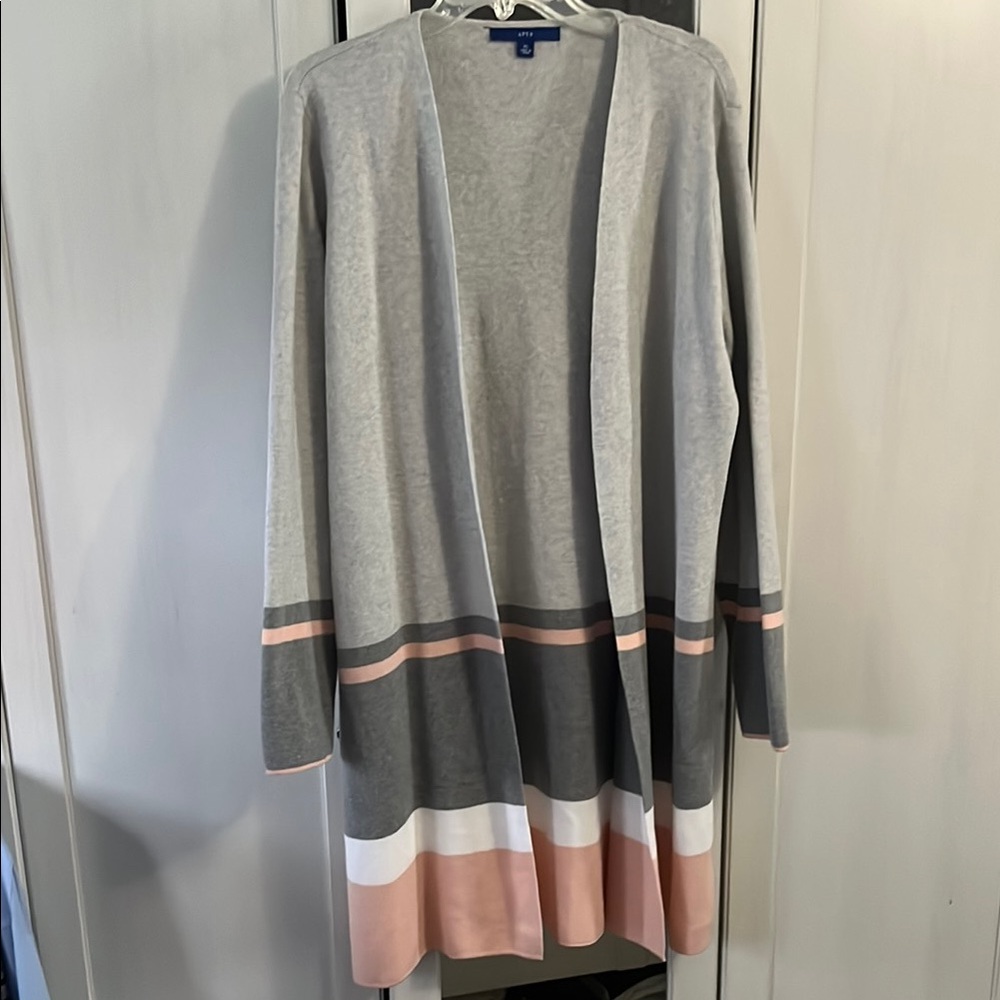 Women's Striped Open Front Cardigan